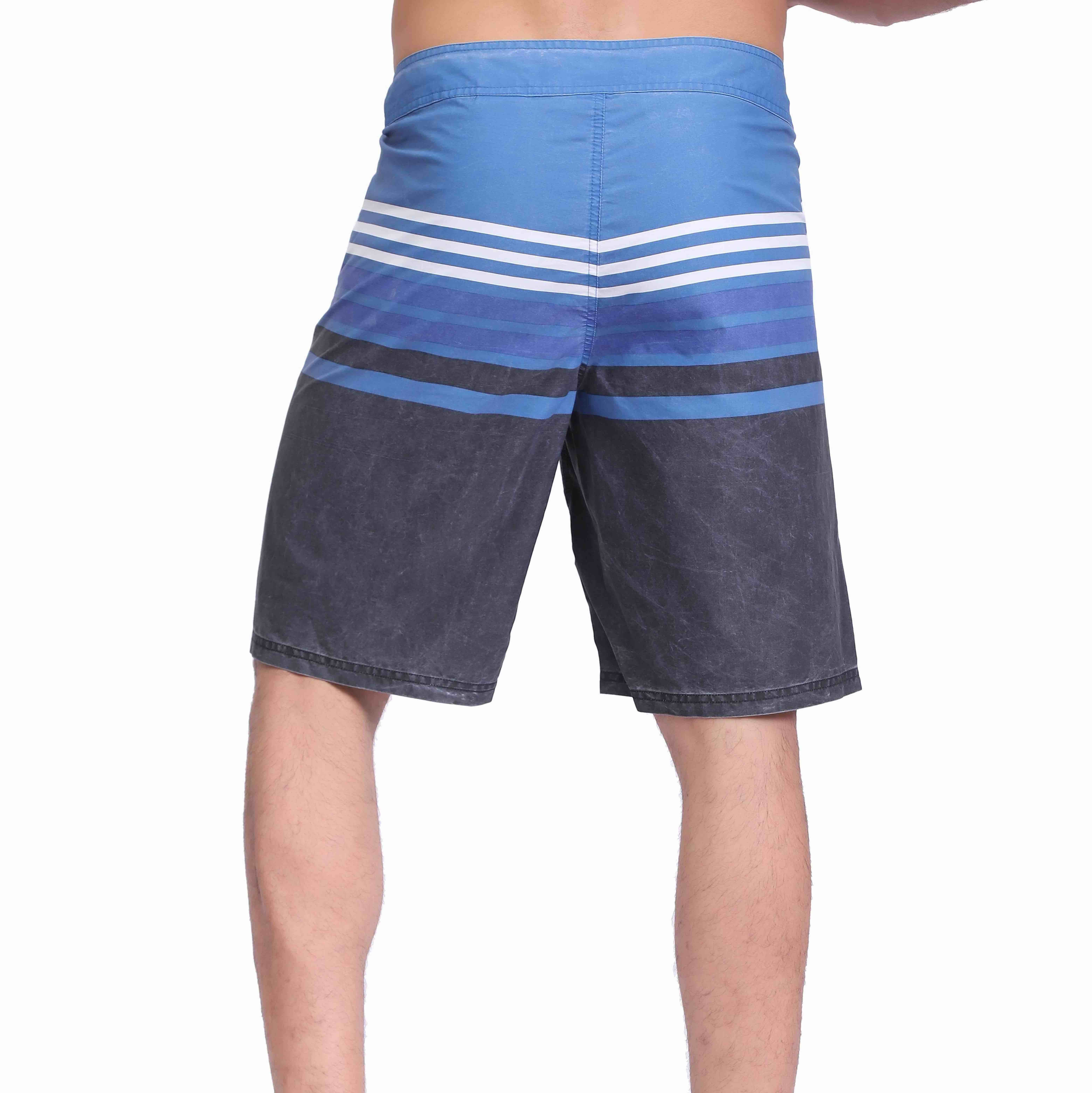 男士条纹颜料印花游泳防水板短裤