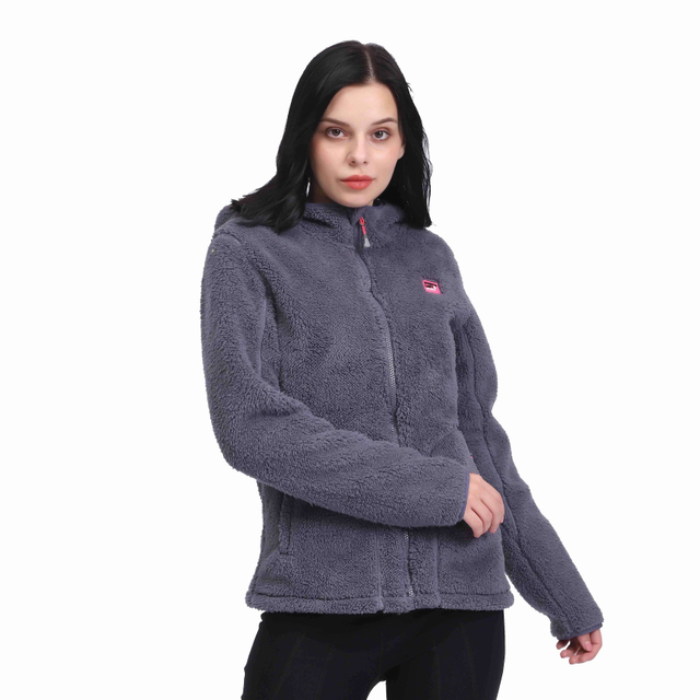女式休闲 Sherpa Fuzzy Fleece Bonded Hoodie 夹克