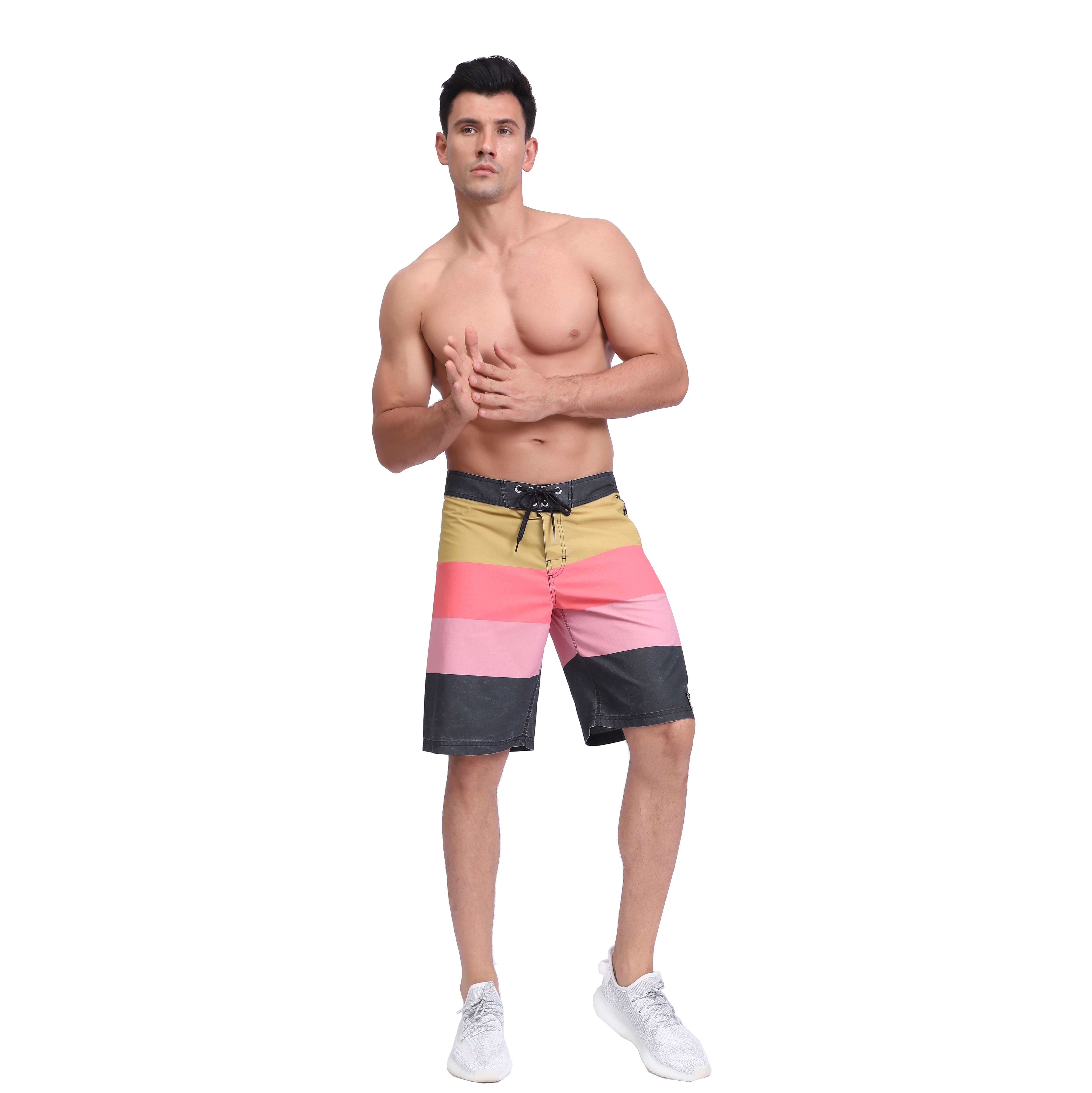 男士游泳裤及膝长板短裤 Active Flex 重条纹印花